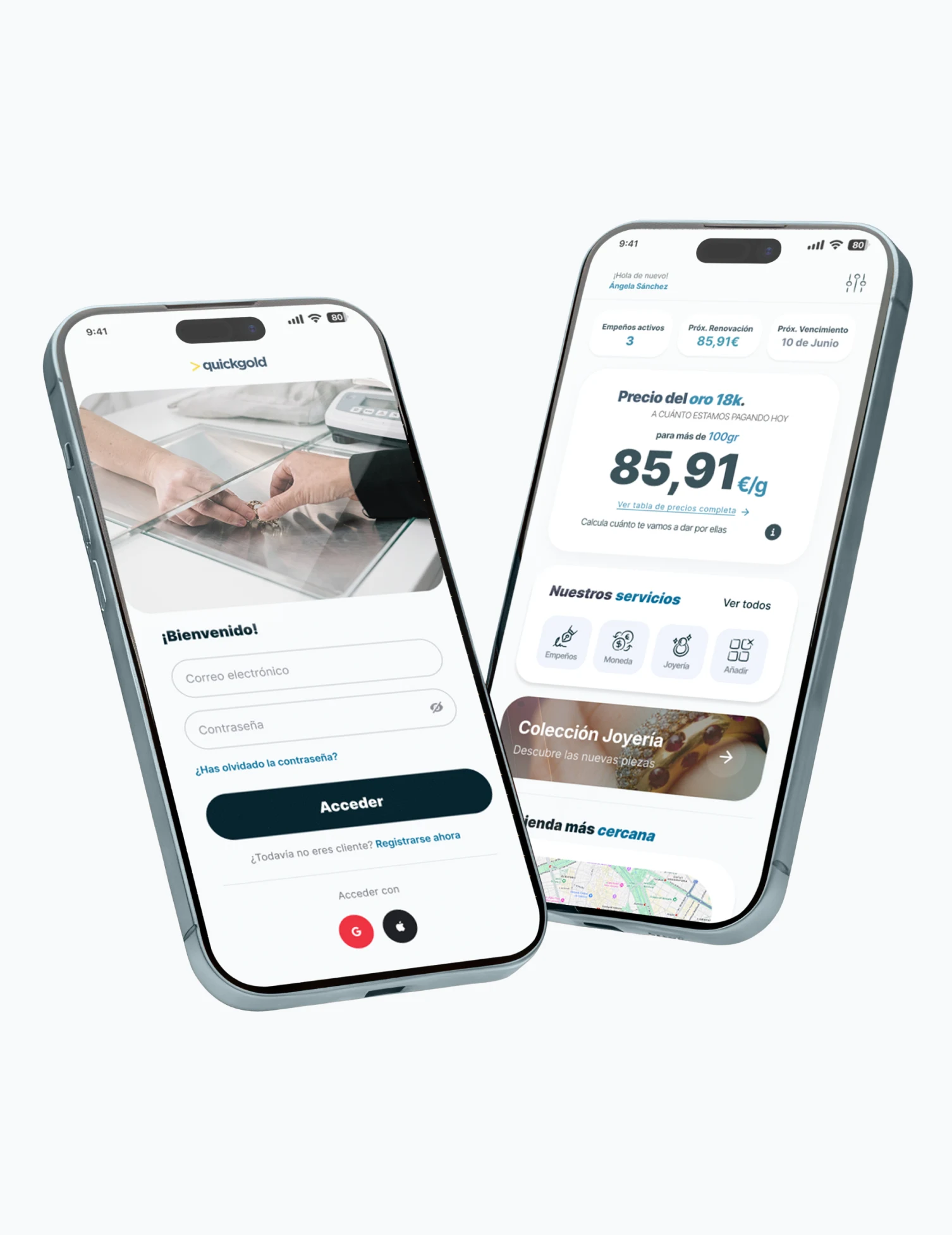 App Quickgold en el móvil