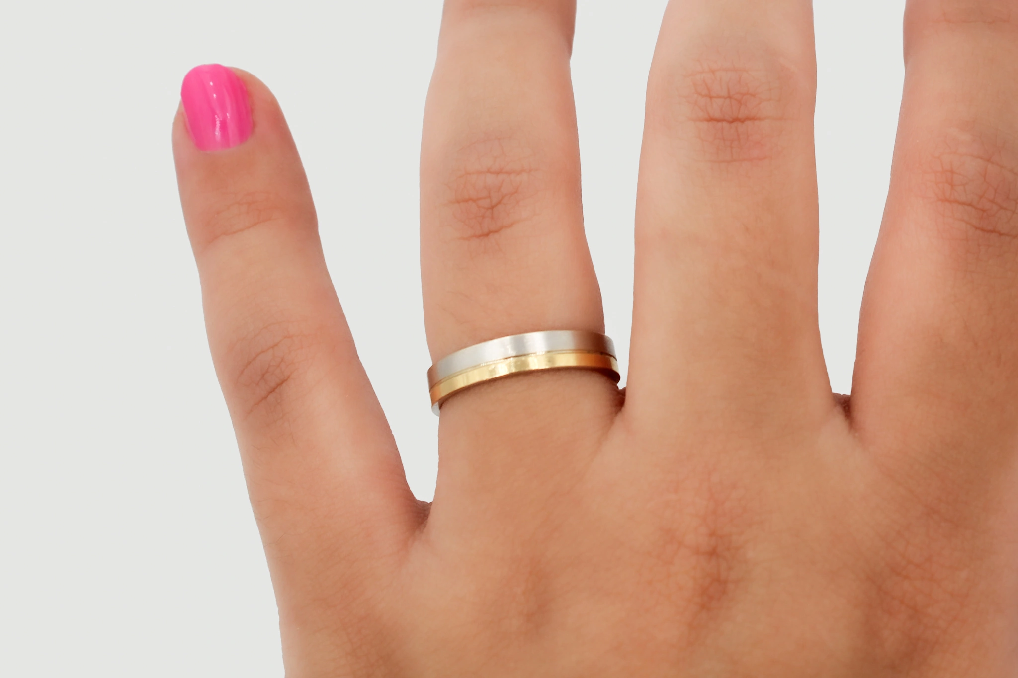 Alianza de oro combinado de 18k — foto 3