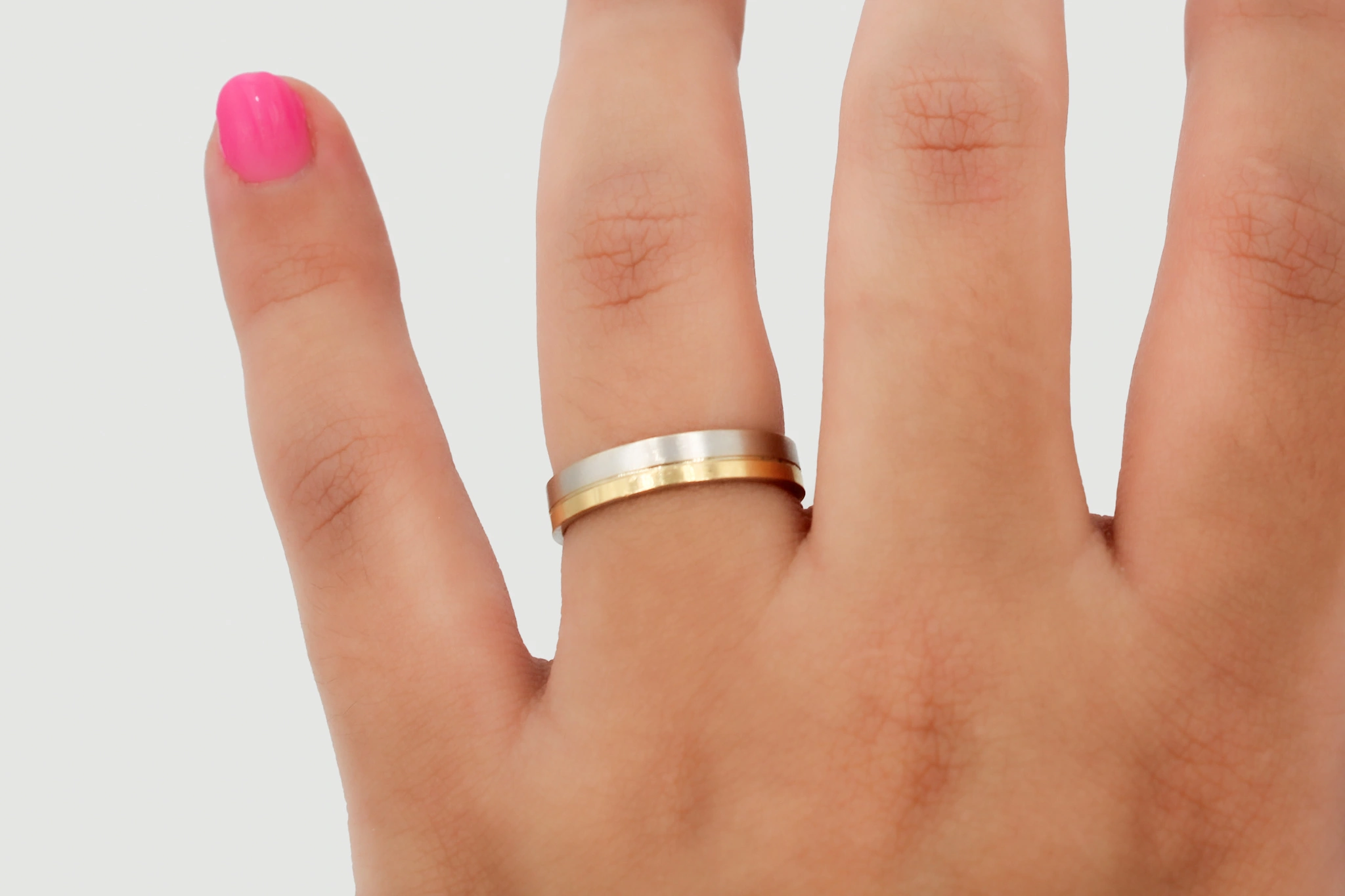 Alianza de oro combinado de 18k — foto 3
