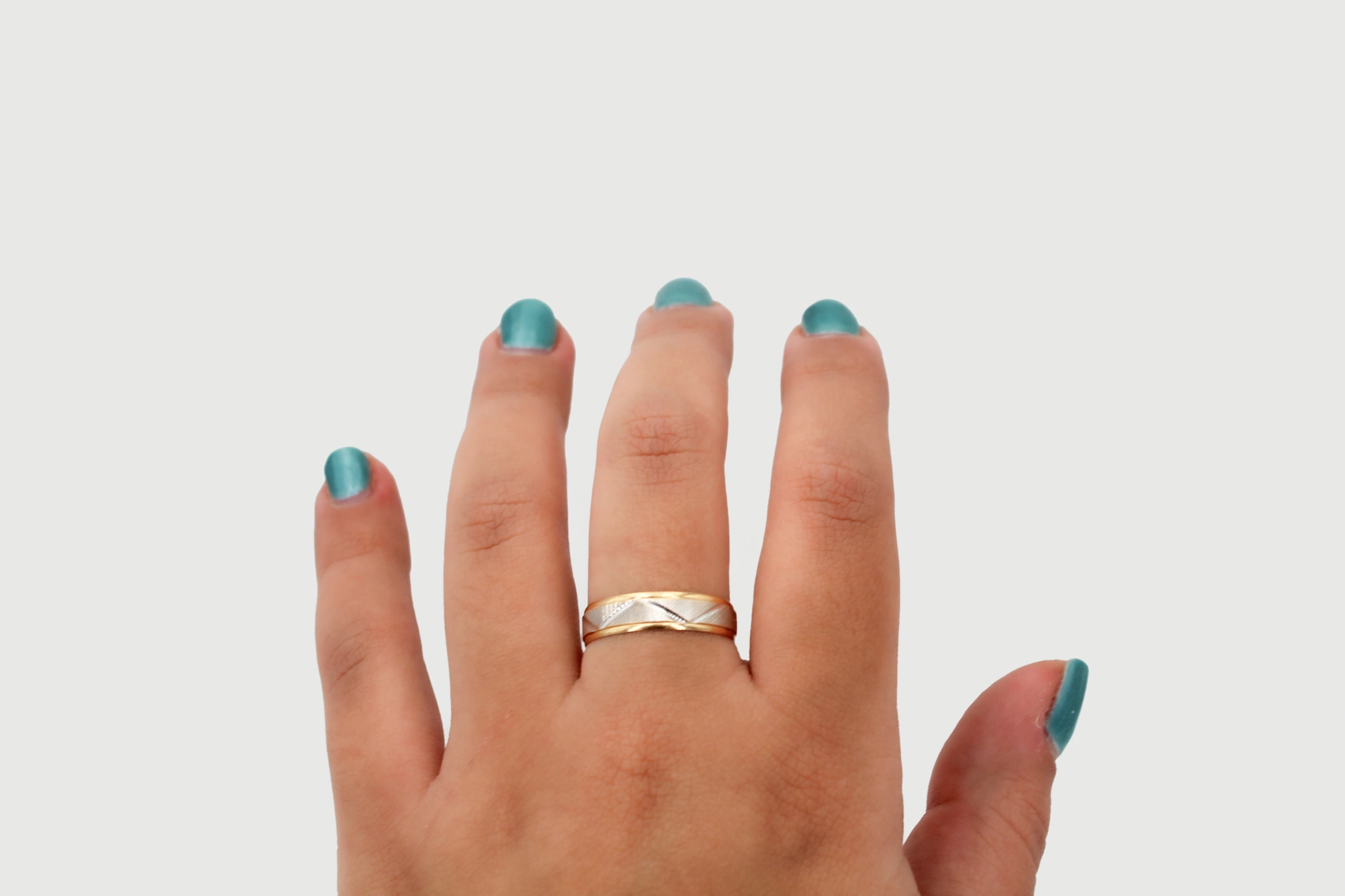 Alianza de oro combinado de 18k — foto 3