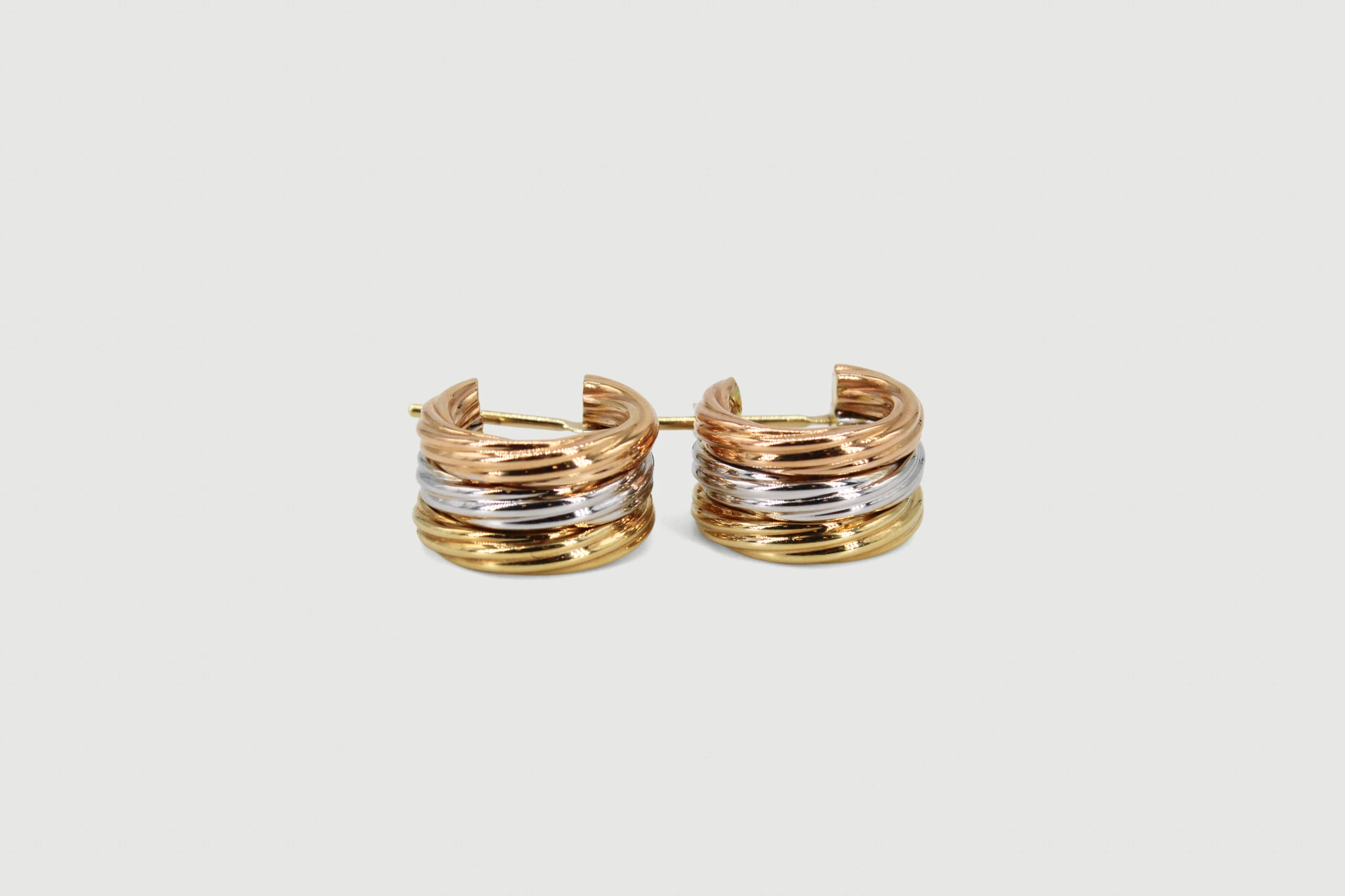 Aros de oro combinado bicolor 18K