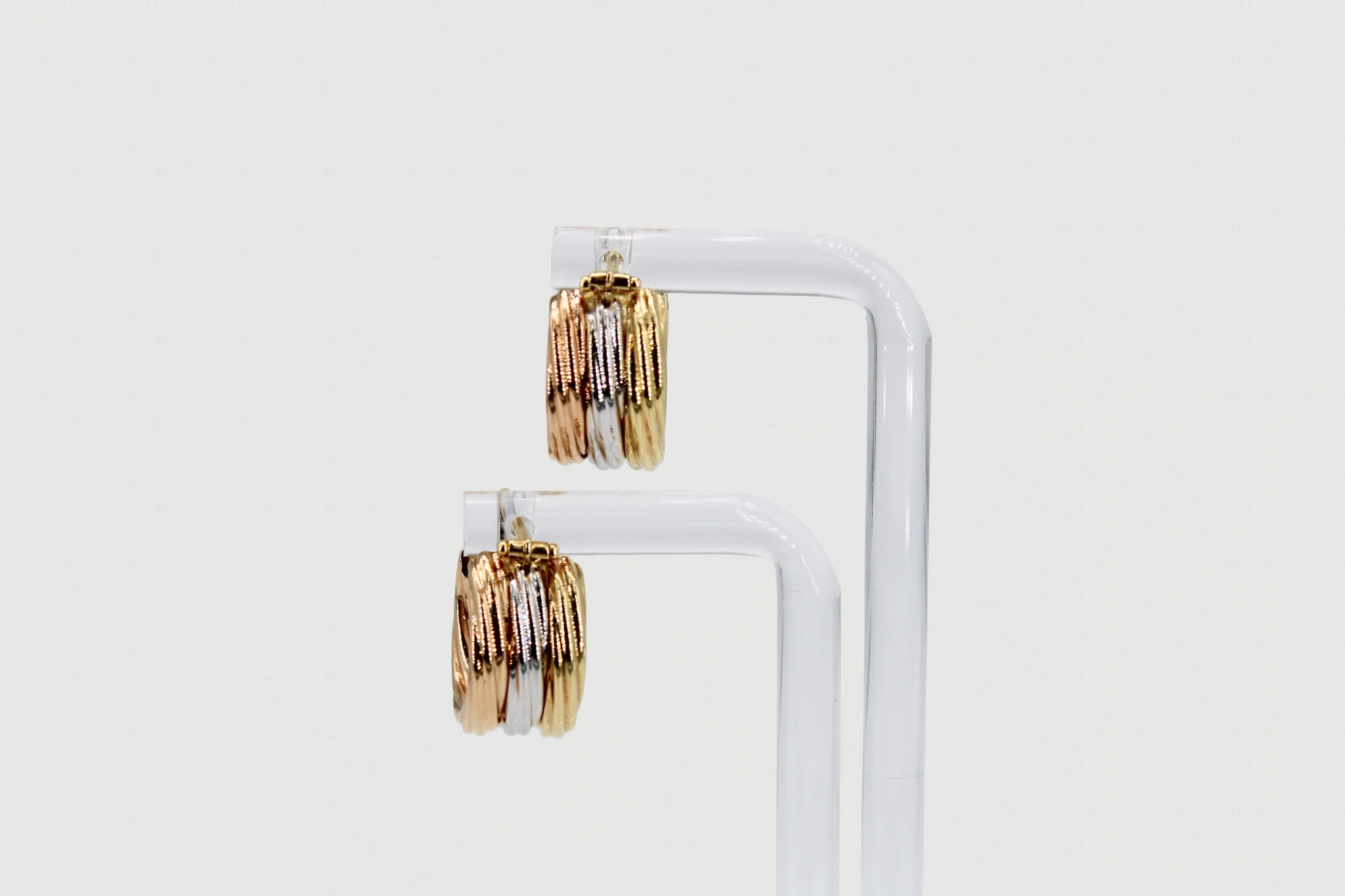 Aros de oro combinado bicolor 18K — foto 3