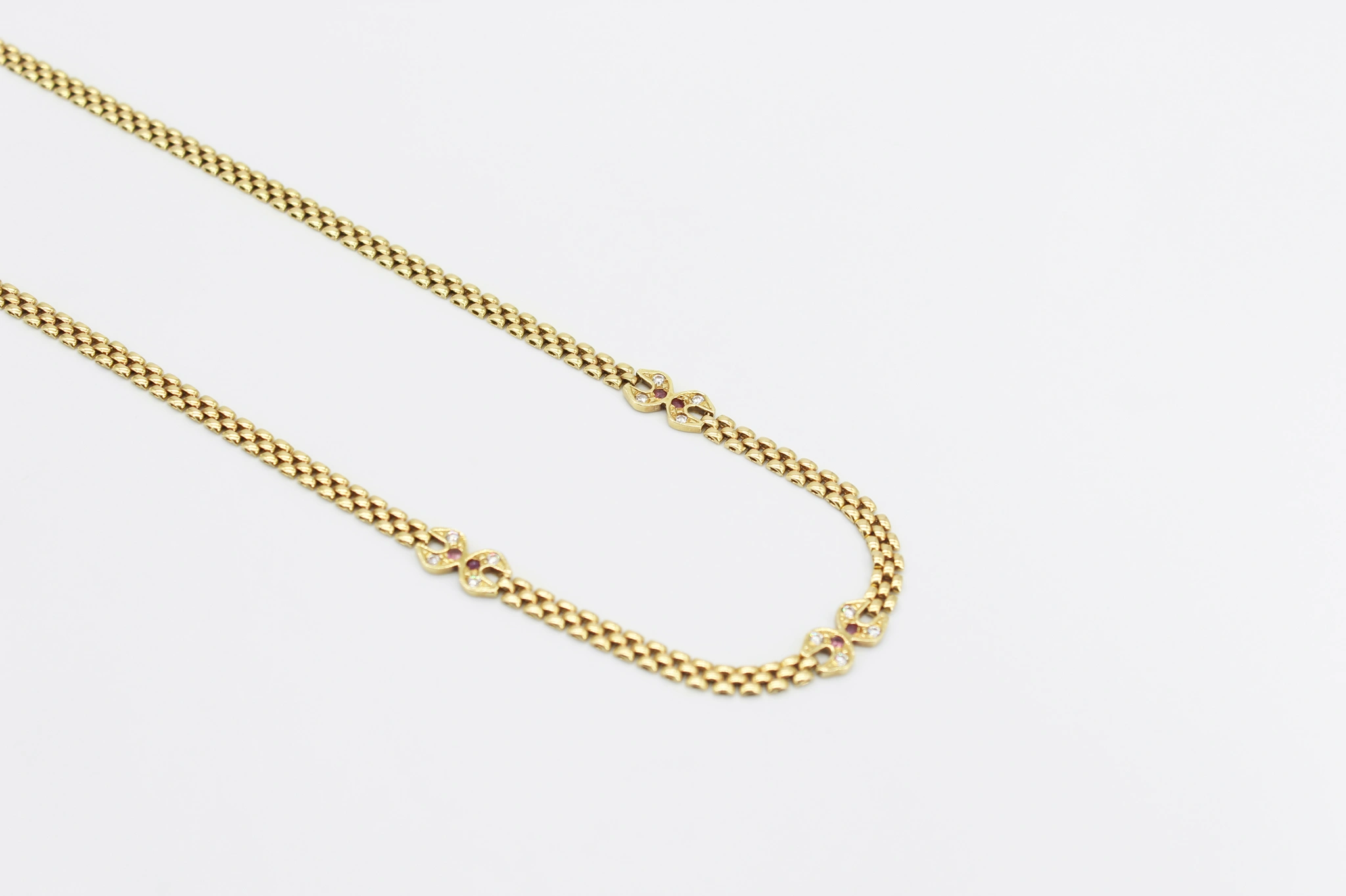 Cadena de oro 18K de fantasía con circonitas 460mm — vista alternativa