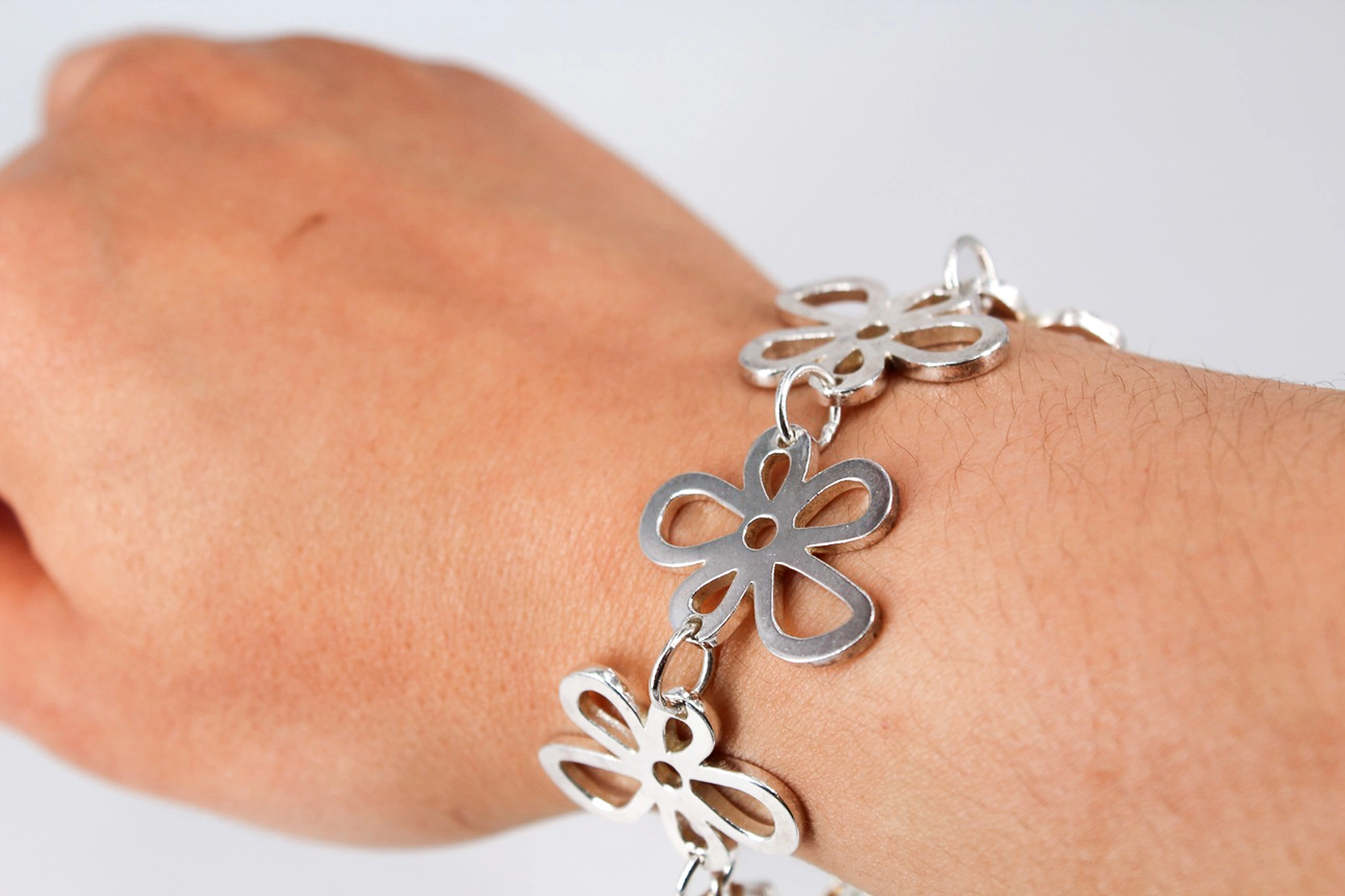 Pulsera de plata 925 forma de flor — vista alternativa