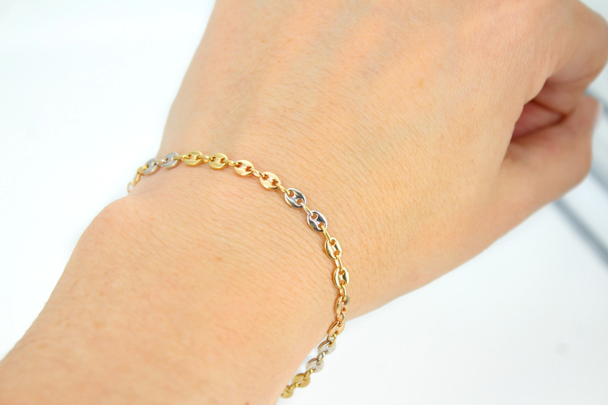 Pulsera calabrote de oro combinado 18K — foto 3