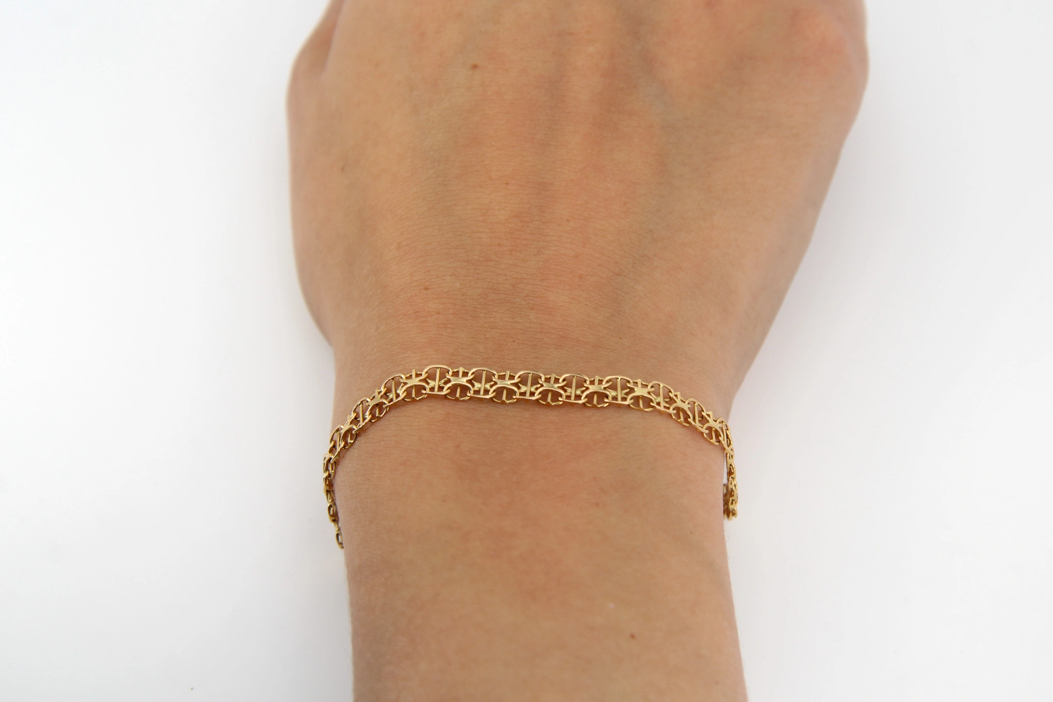 Pulsera de oro eslabones calados 18K — foto 3