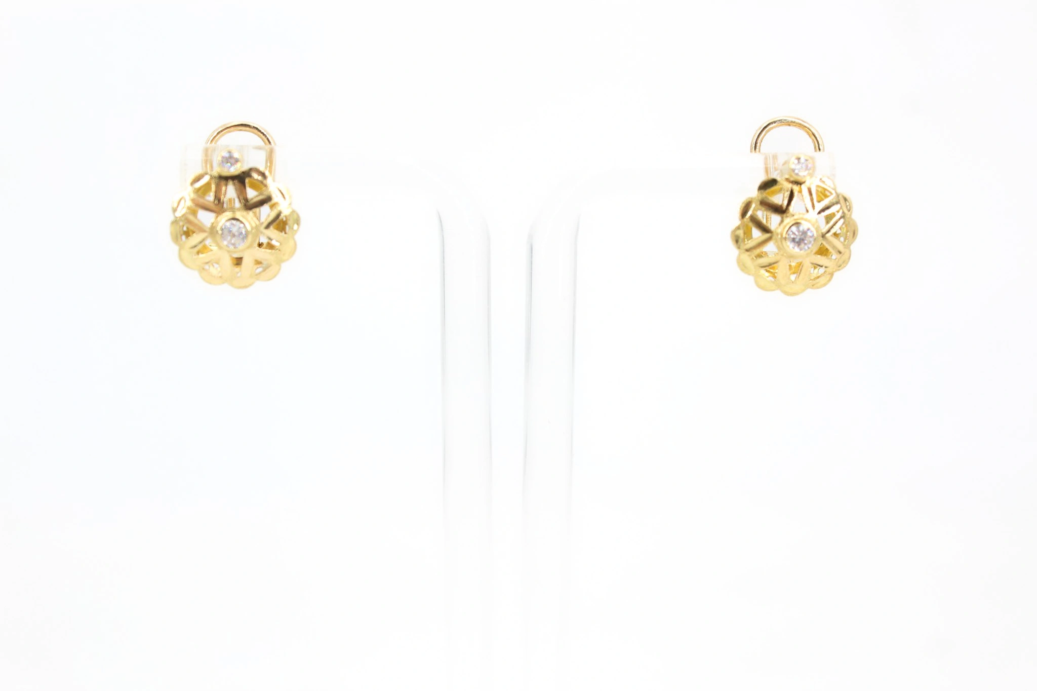 Pendientes forma de flor de oro calado 18K — foto 3