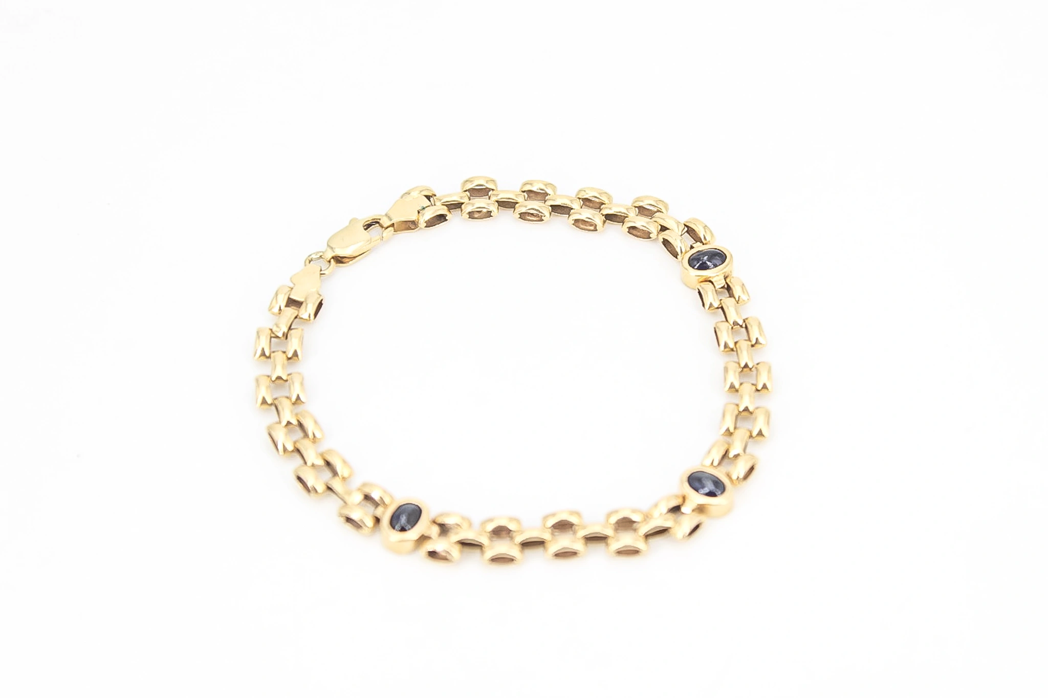 Pulsera de oro 18K con eslabones facetados alternos