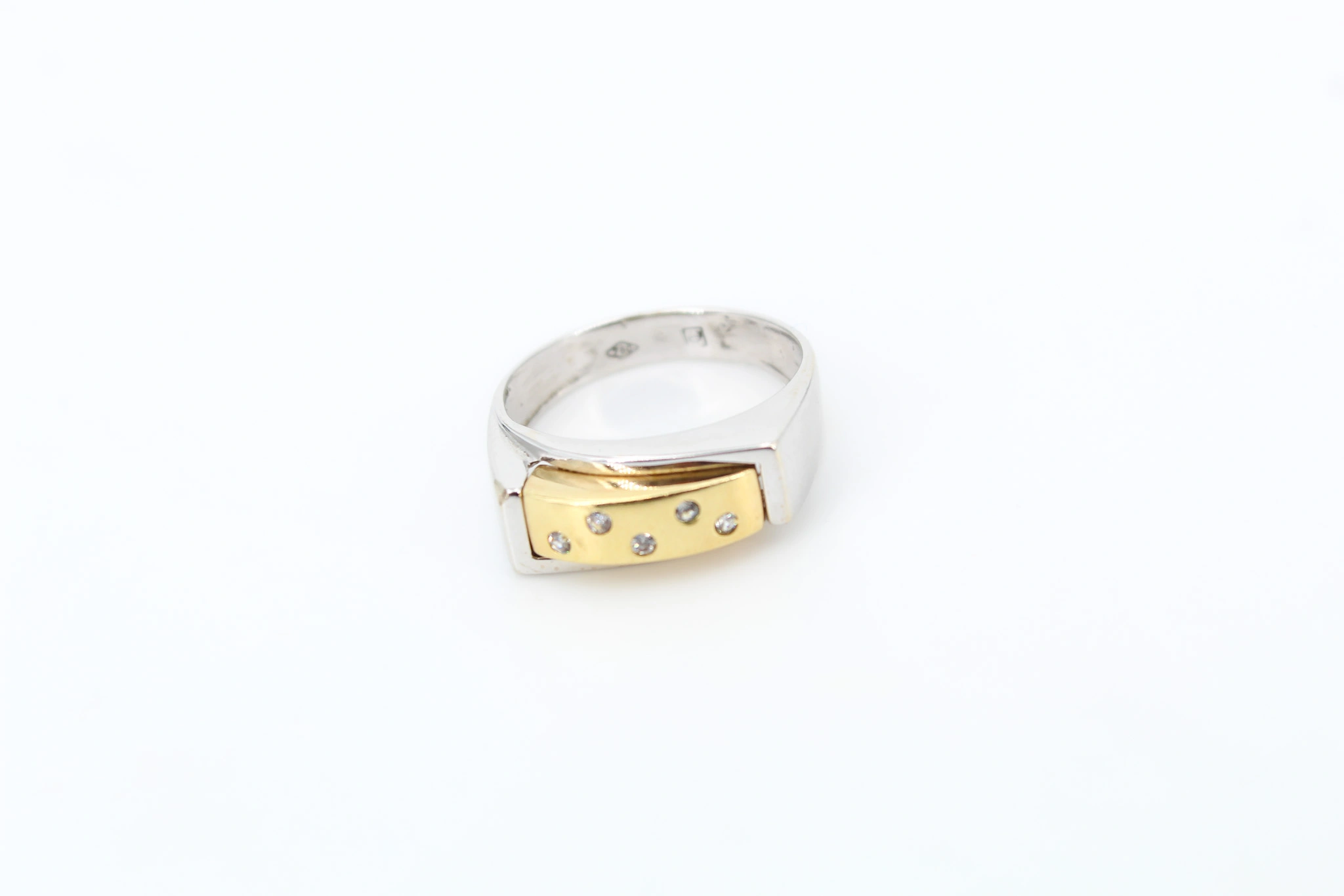 Anillo de oro combinado 18K