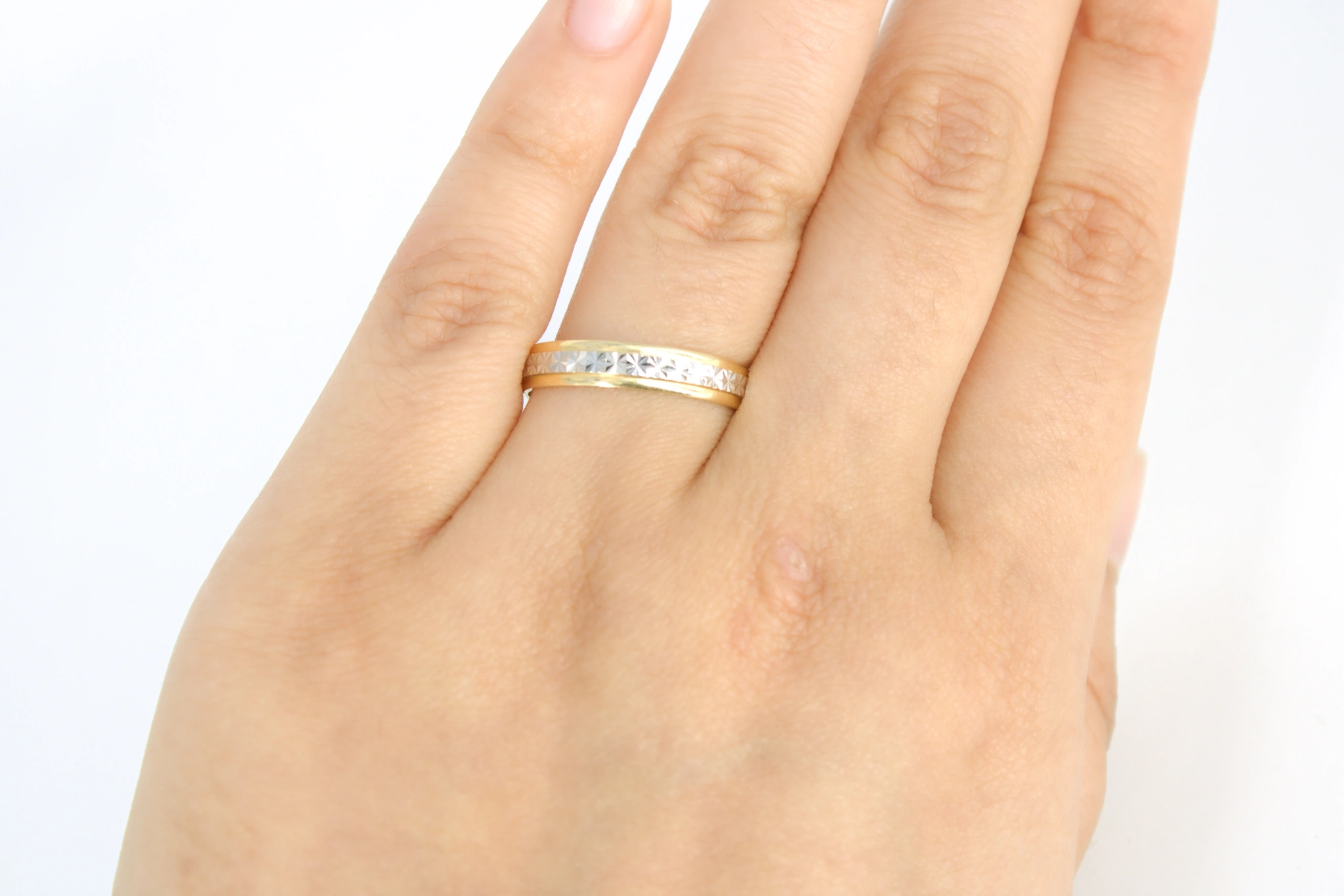 Alianza de oro combinado de 18k — foto 3