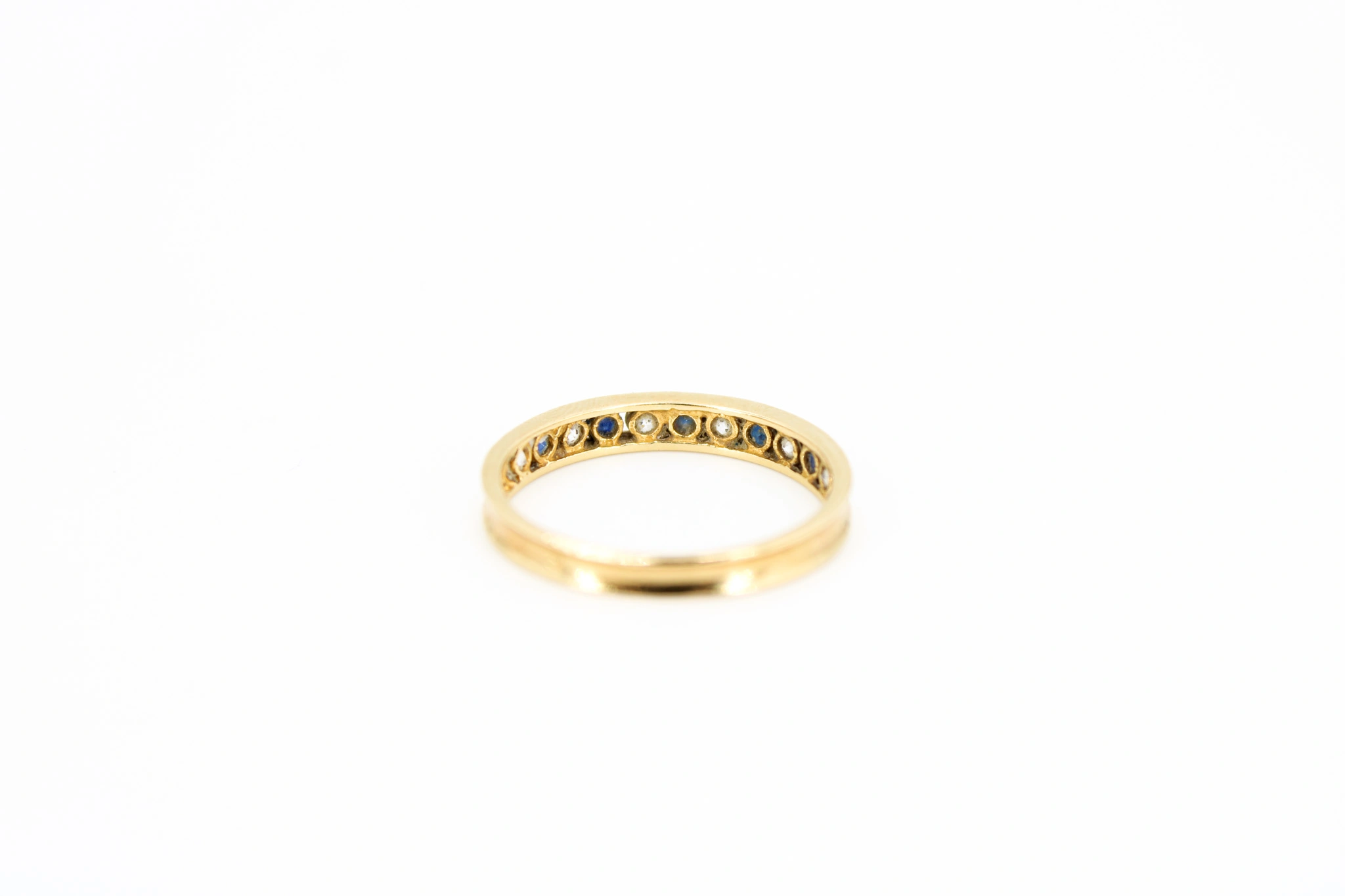 Anillo de oro 18K con circonitas y piedras azules — vista alternativa