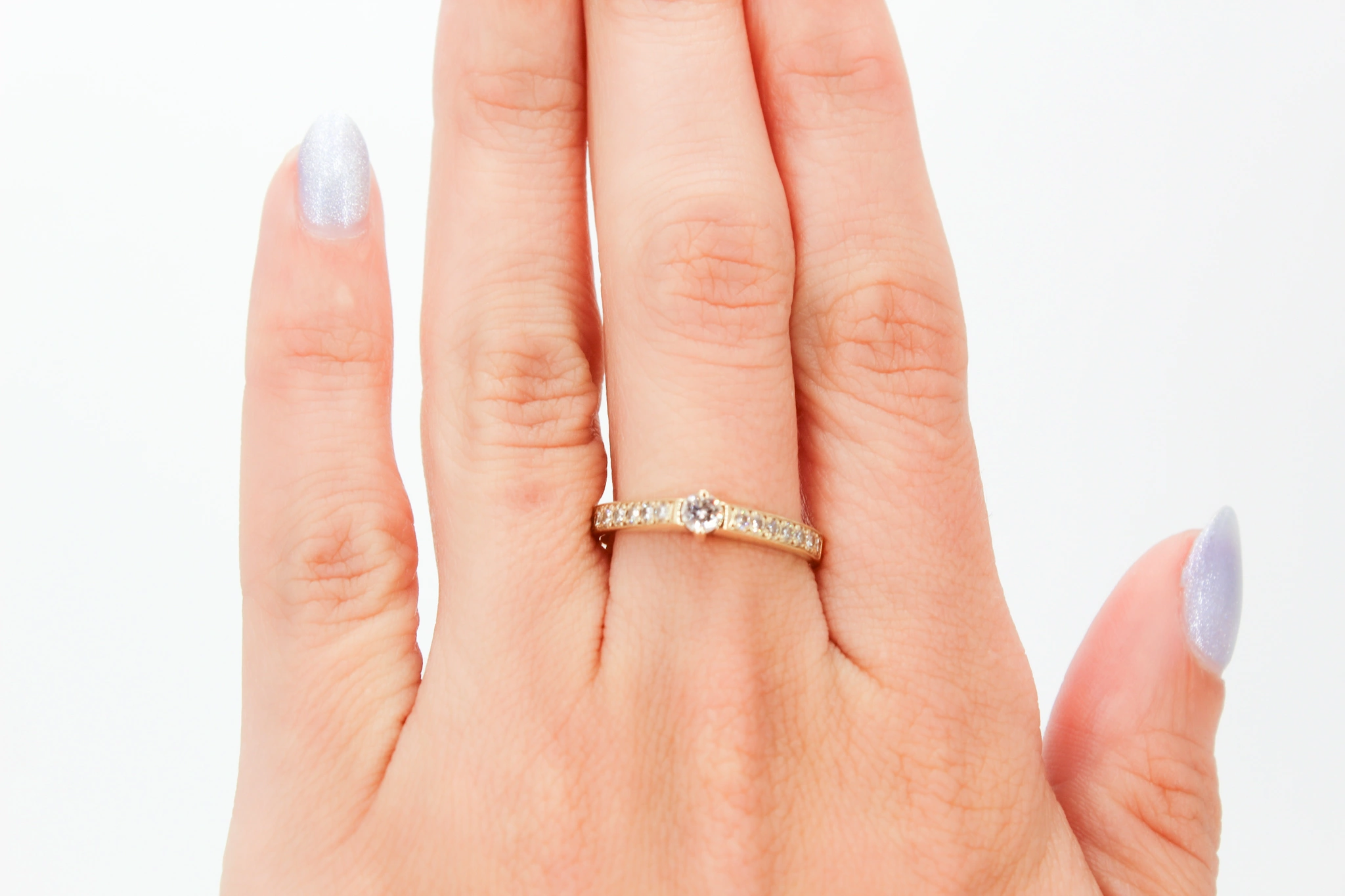 Solitario de oro de 14k con circonitas — foto 3