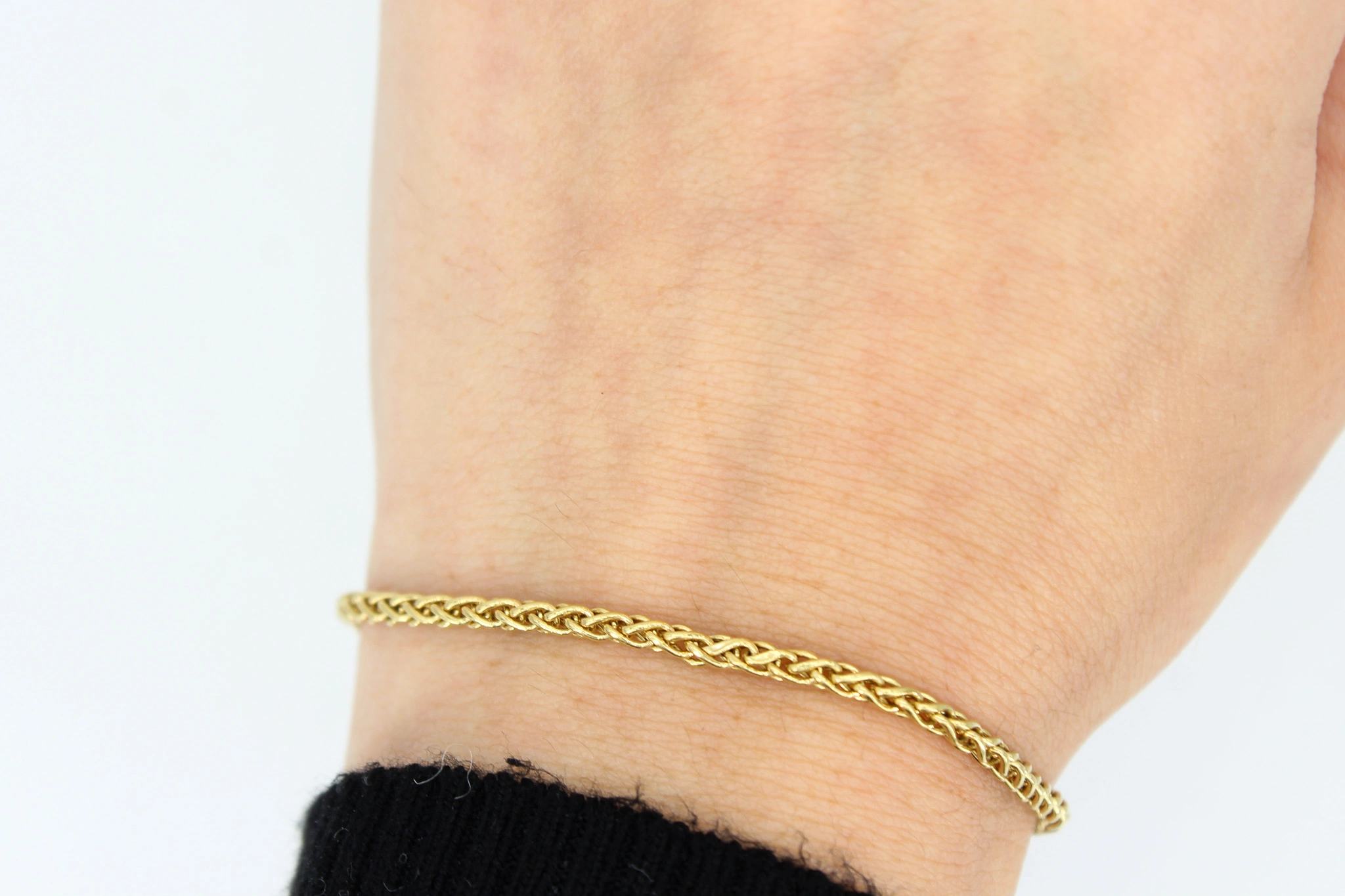 Pulsera eslabones espiga de oro 18K
