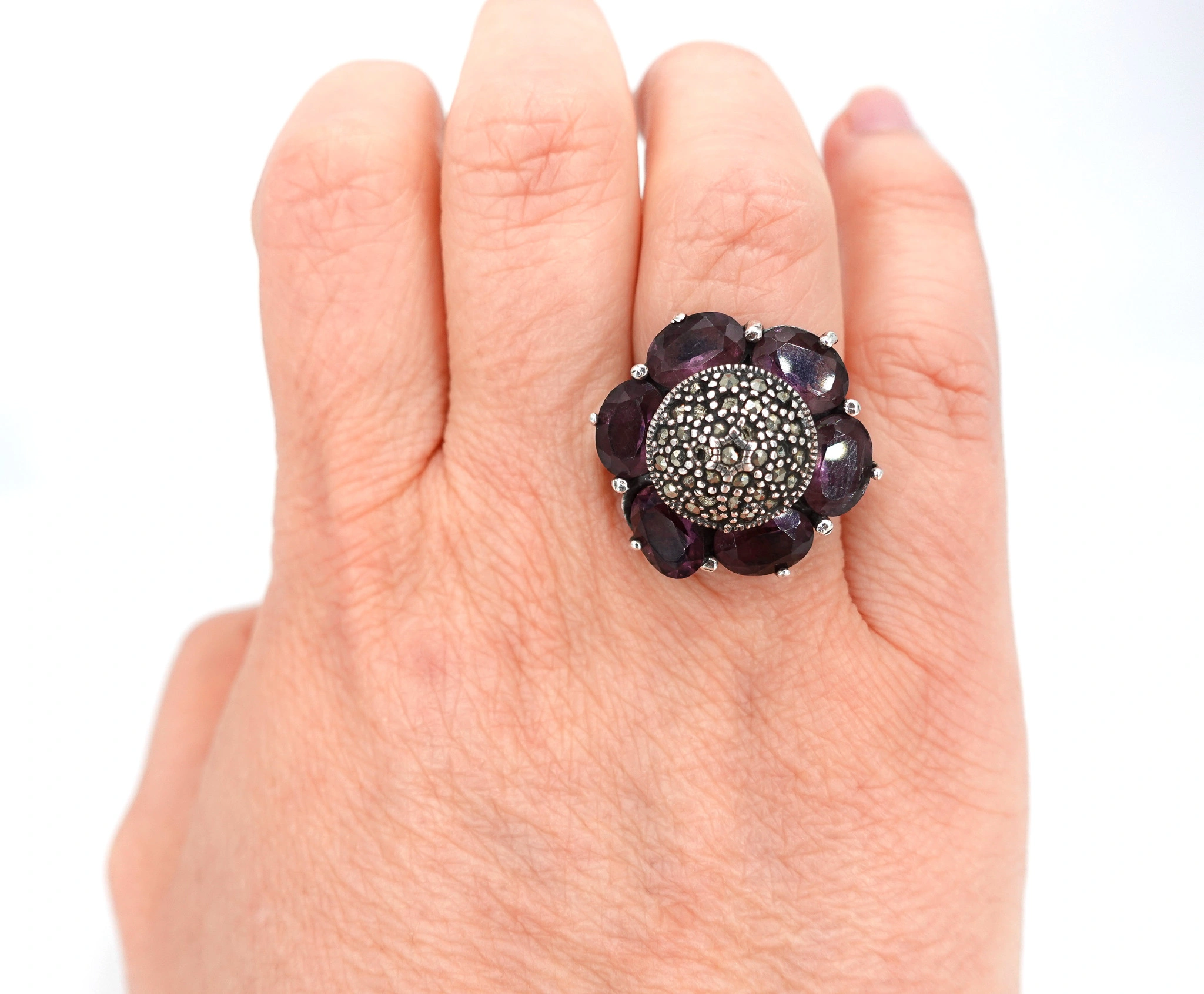 Anillo de plata forma floral 925 — foto 3