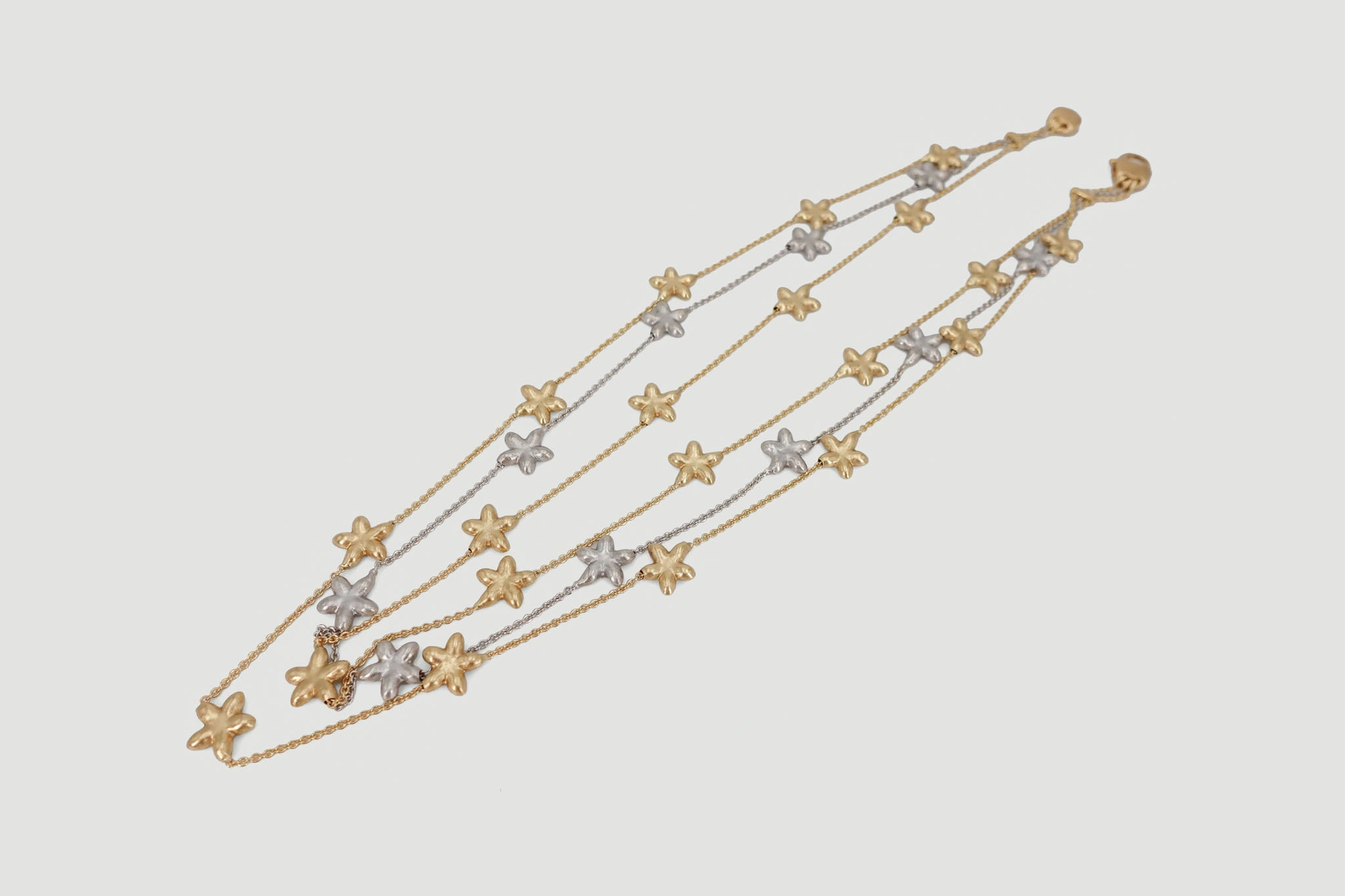 Collar de oro combinado de 18k con estrellas bicolores — foto 3