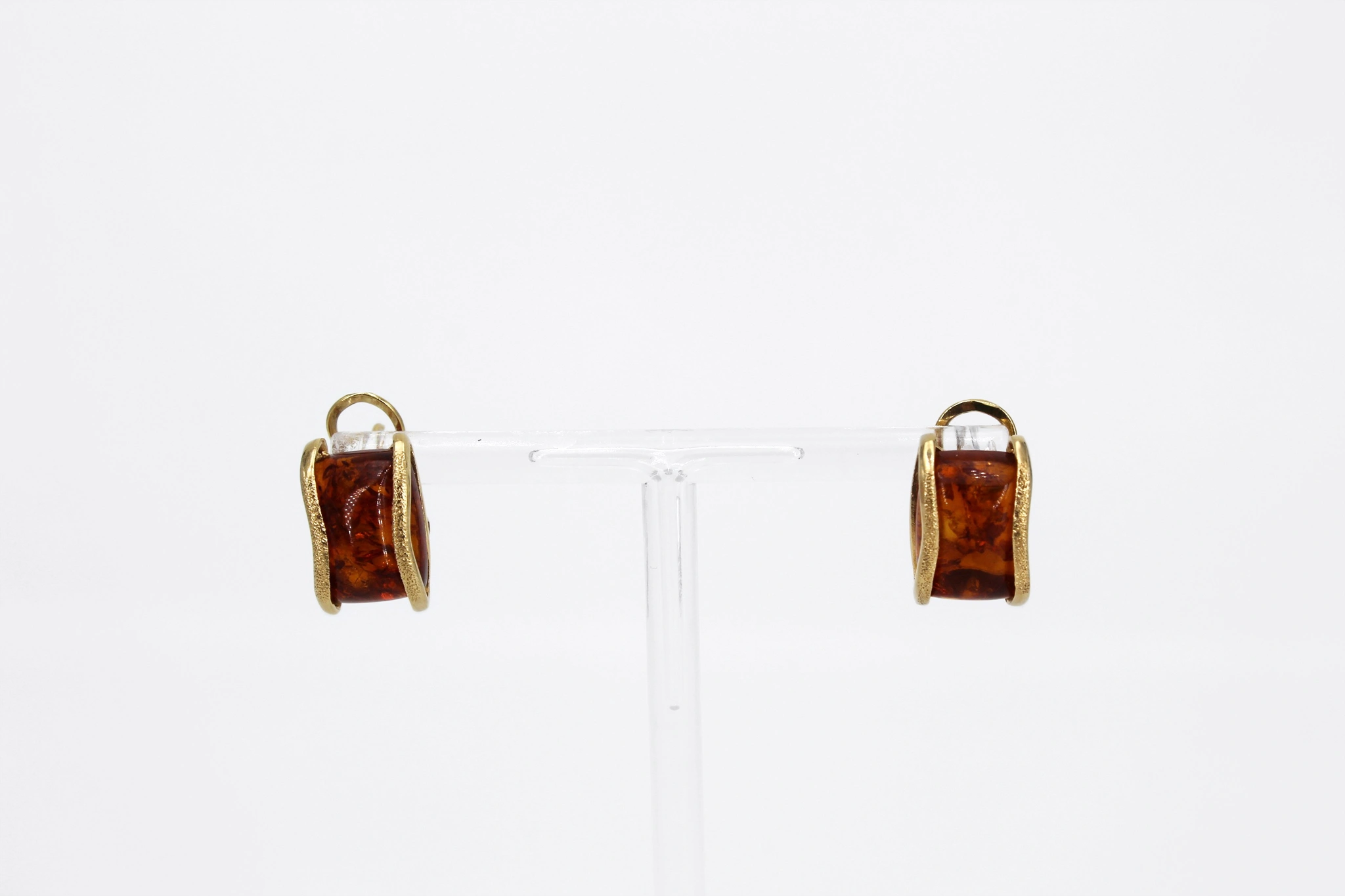Pendientes de oro 18K con cabujón rectangular — foto 3