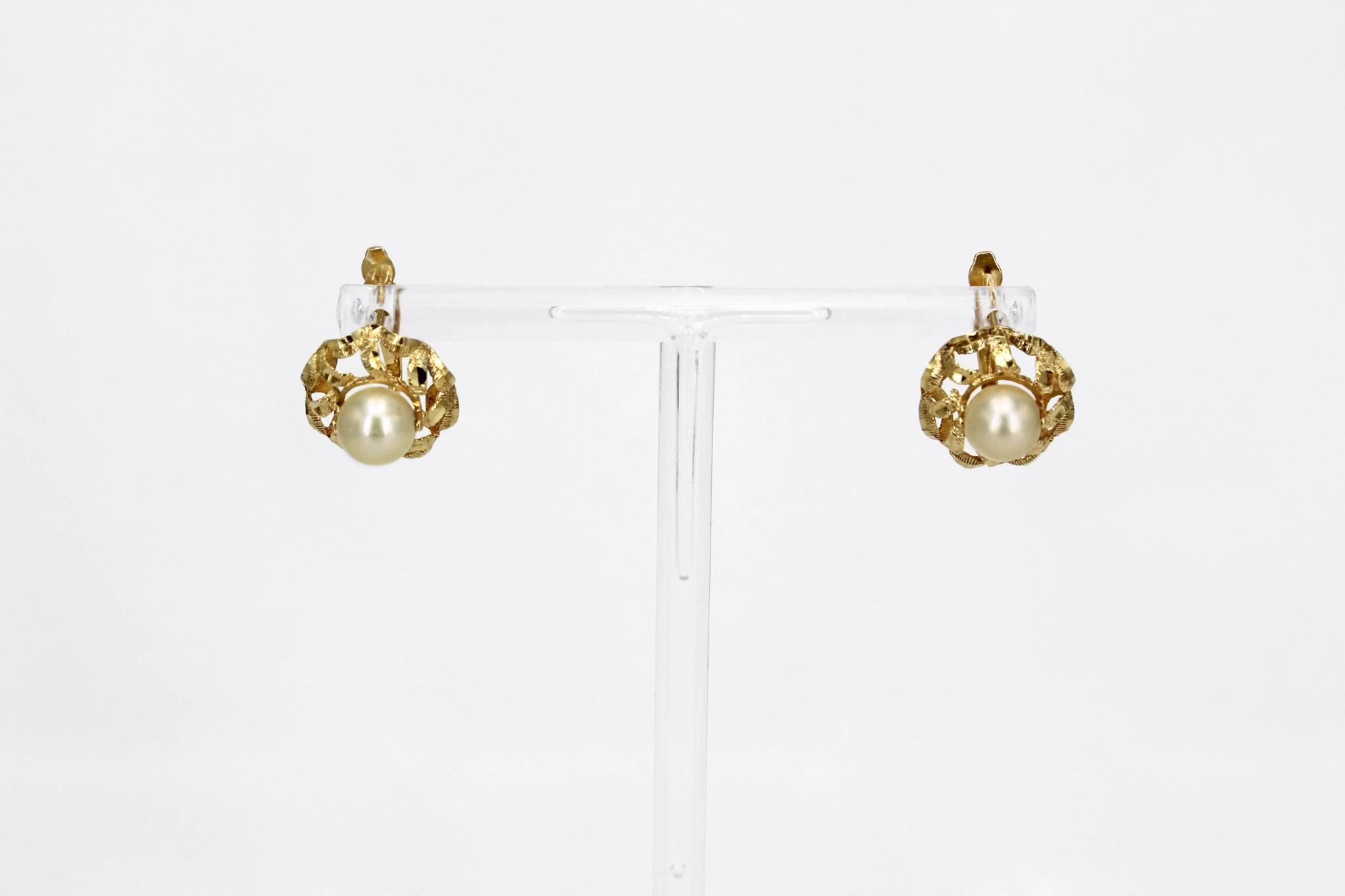 Pendientes forma floral de oro 18K — foto 3
