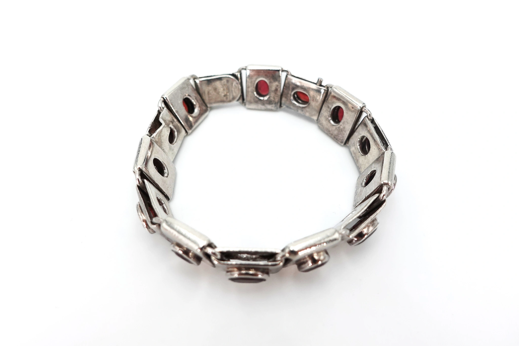 Pulsera de plata 925 eslabones alternados con granate