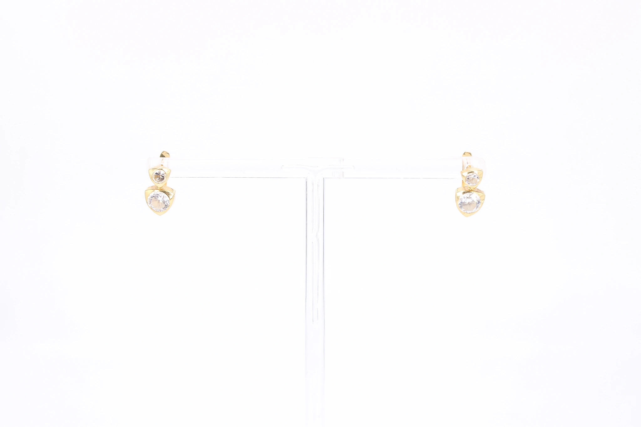 Pendientes de oro forma de dos corazones 18K — foto 3