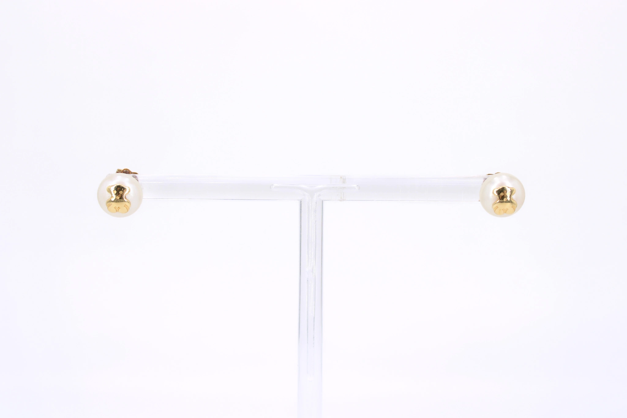 Pendientes oso de oro 18K con perlas
