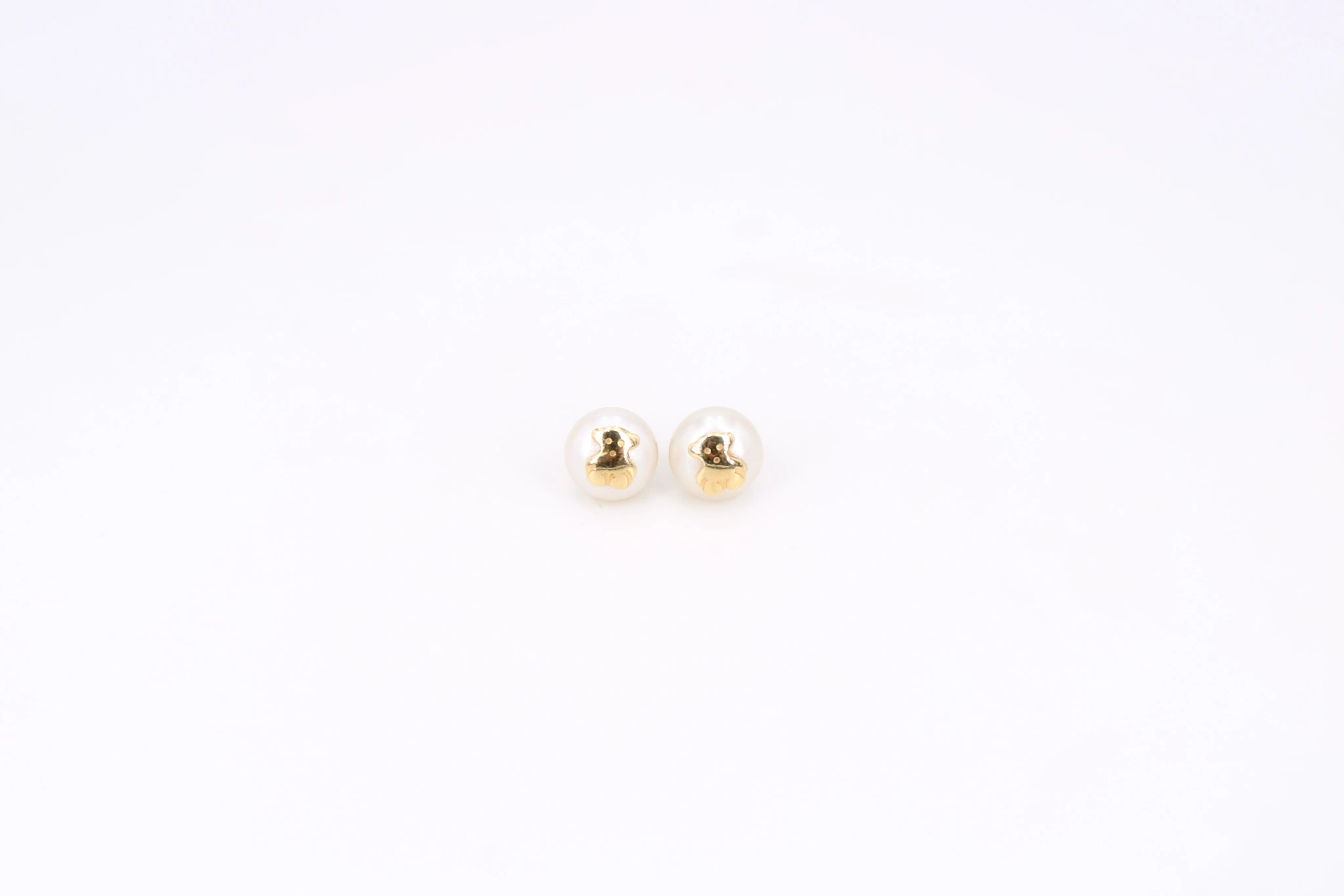 Pendientes oso de oro 18K con perlas — vista alternativa