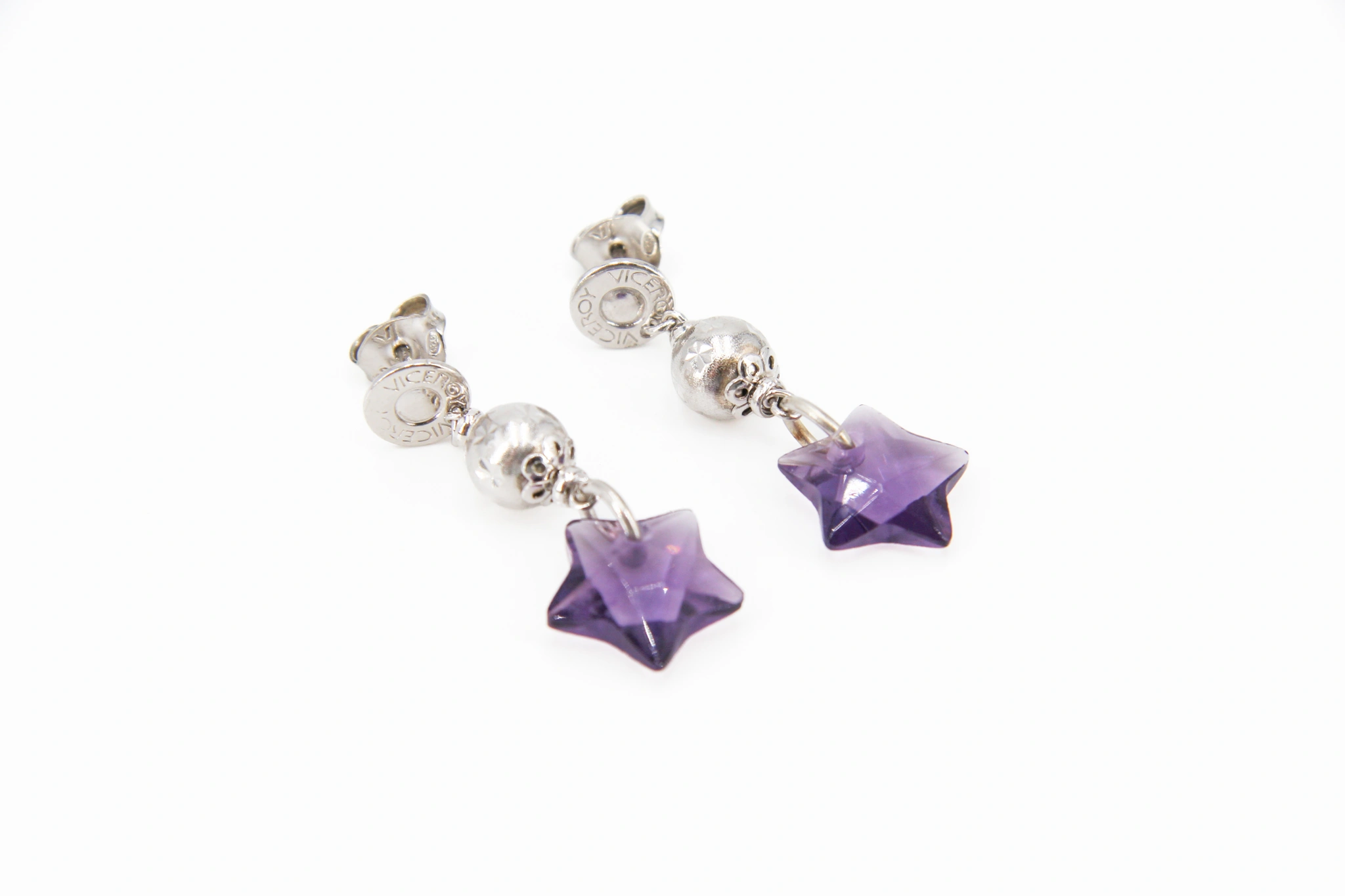 Pendientes de plata 925 con estrella de amatista