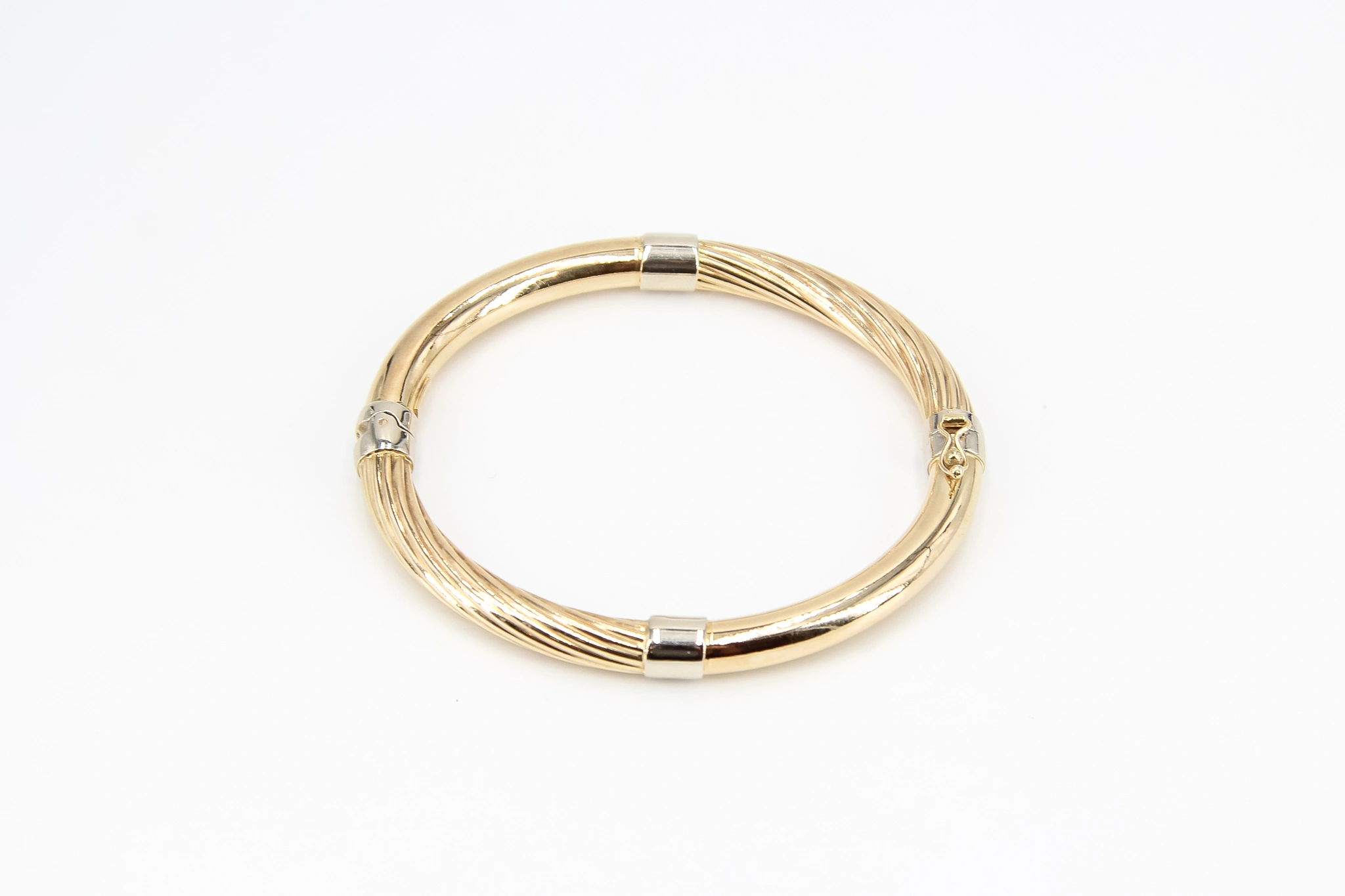 Pulsera caña de oro combinado 18K